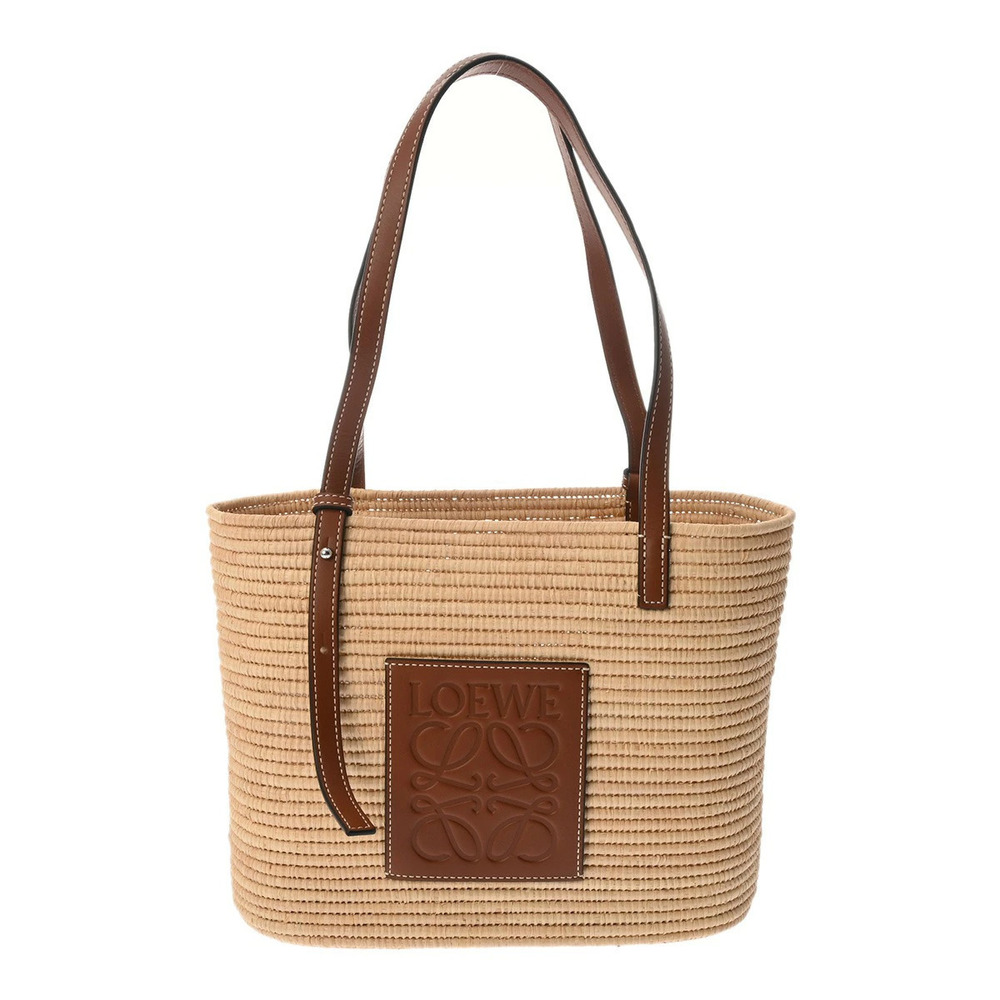 LOEWE Square Basket Bag Beige Brown Palm Leaf Leather